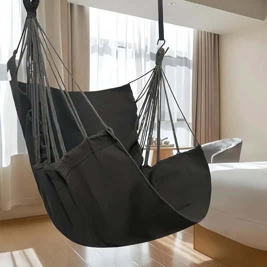 Leisure Fabric Hammock Chair: Relax in Style with Outdoor Swing - Anti Rollover Design with Storage Bag